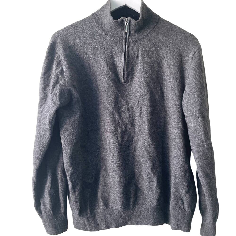 Poeta Moda By Visitor Merino Wool Gray Mock Neck Quarter Zip L/S Sweater - XXL